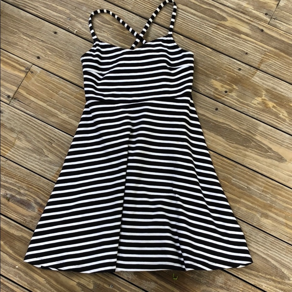 Black and White Striped Swing Dress